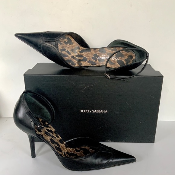 Dolce & Gabbana black heels  with ankle strap 37.5 - Picture 8 of 11